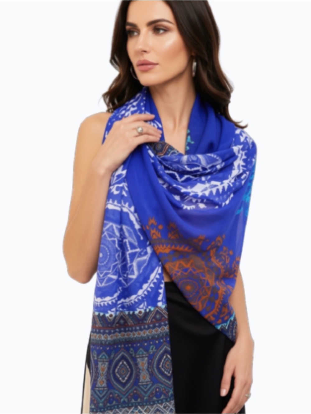 Vintage Desigual Elegant Blue Patterned Women's Scarf